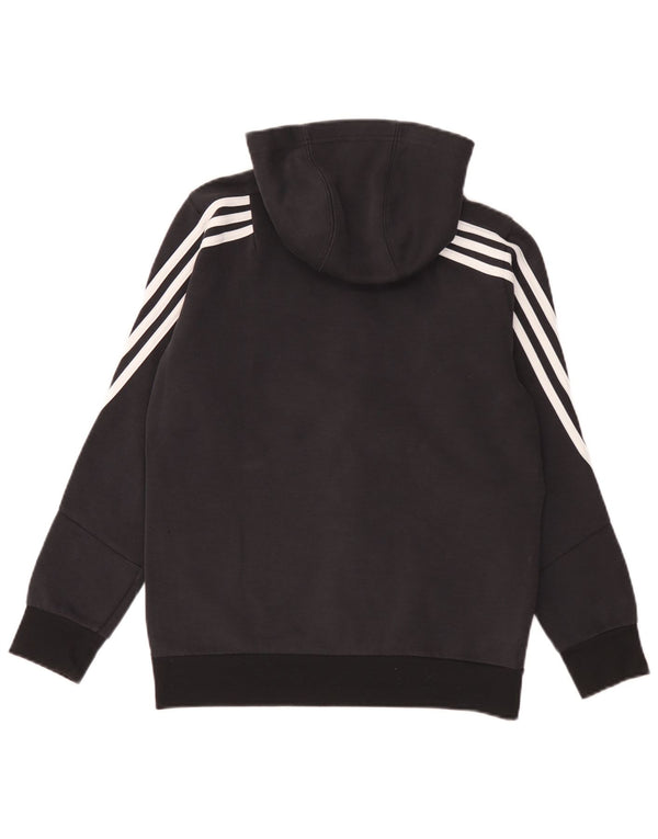 Adidas Jungen Kapuzenpullover mit Reißverschluss, 13–14 Jahre, schwarze Baumwolle