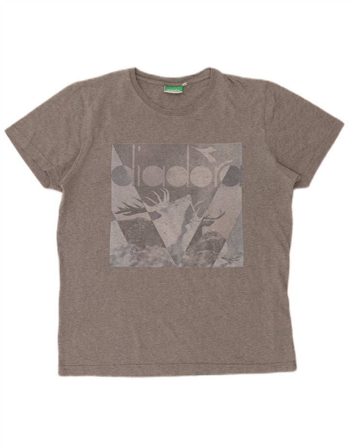 Diadora Herren-T-Shirt mit Grafik, Größe L, Grau, Baumwolle