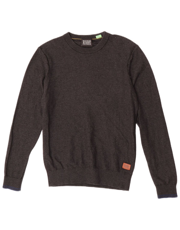 Scotch & Soda Herren-Pullover mit Rundhalsausschnitt, mittelgraue Baumwolle