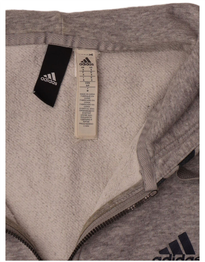 ADIDAS Herren-Kapuzenpullover mit Reißverschluss, klein, grau, geometrisch, Baumwolle