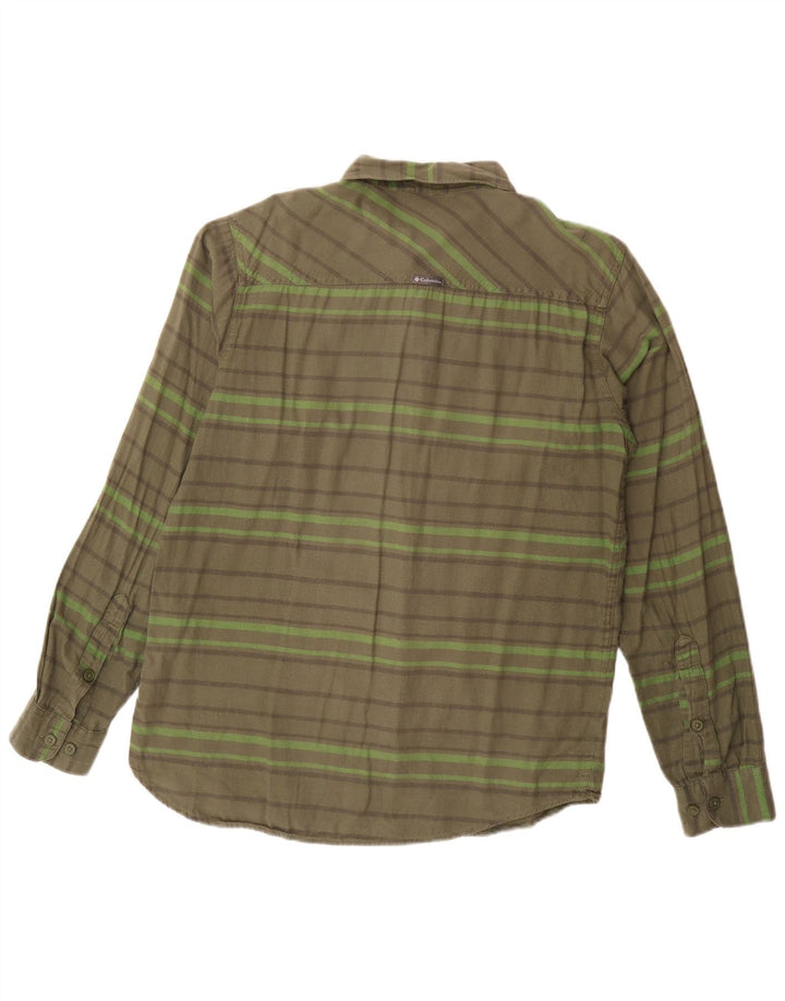 Columbia Herren-Flanellhemd, klein, Khaki, gestreift, Baumwolle