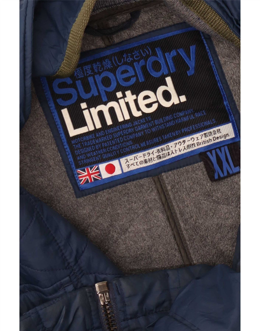 Superdry Herren Steppjacke UK 44 2XL Marineblaues Nylon