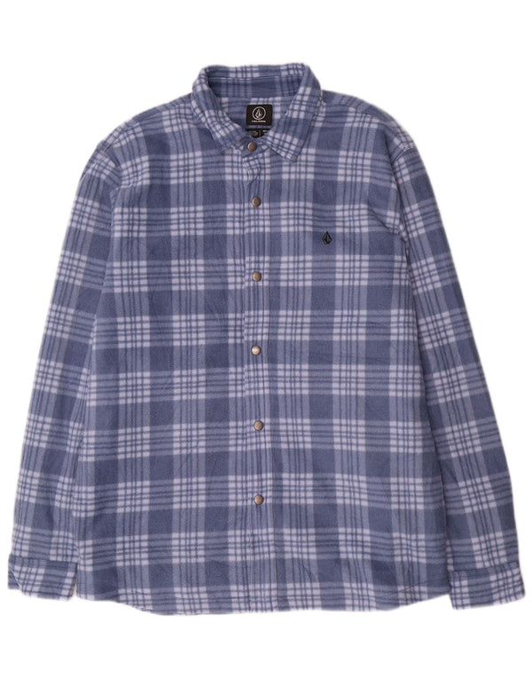 Volcom Mens Lumberjack Fleece Shirt XL Blue Check Polyester