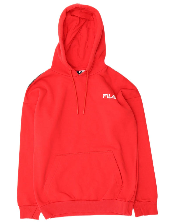 Fila Womens Graphic Oversized Hoodie Pullover UK 2 2XS Rote Colourblock-Baumwolle