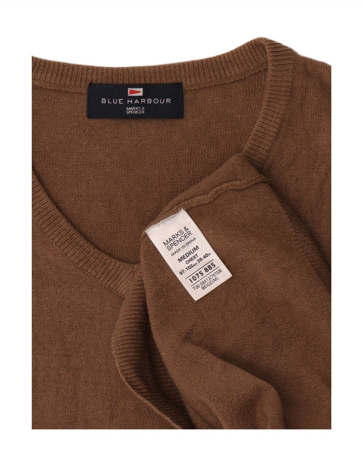 Marks & Spencer Herren-Pullover mit V-Ausschnitt, mittelbeigefarbenes Acryl