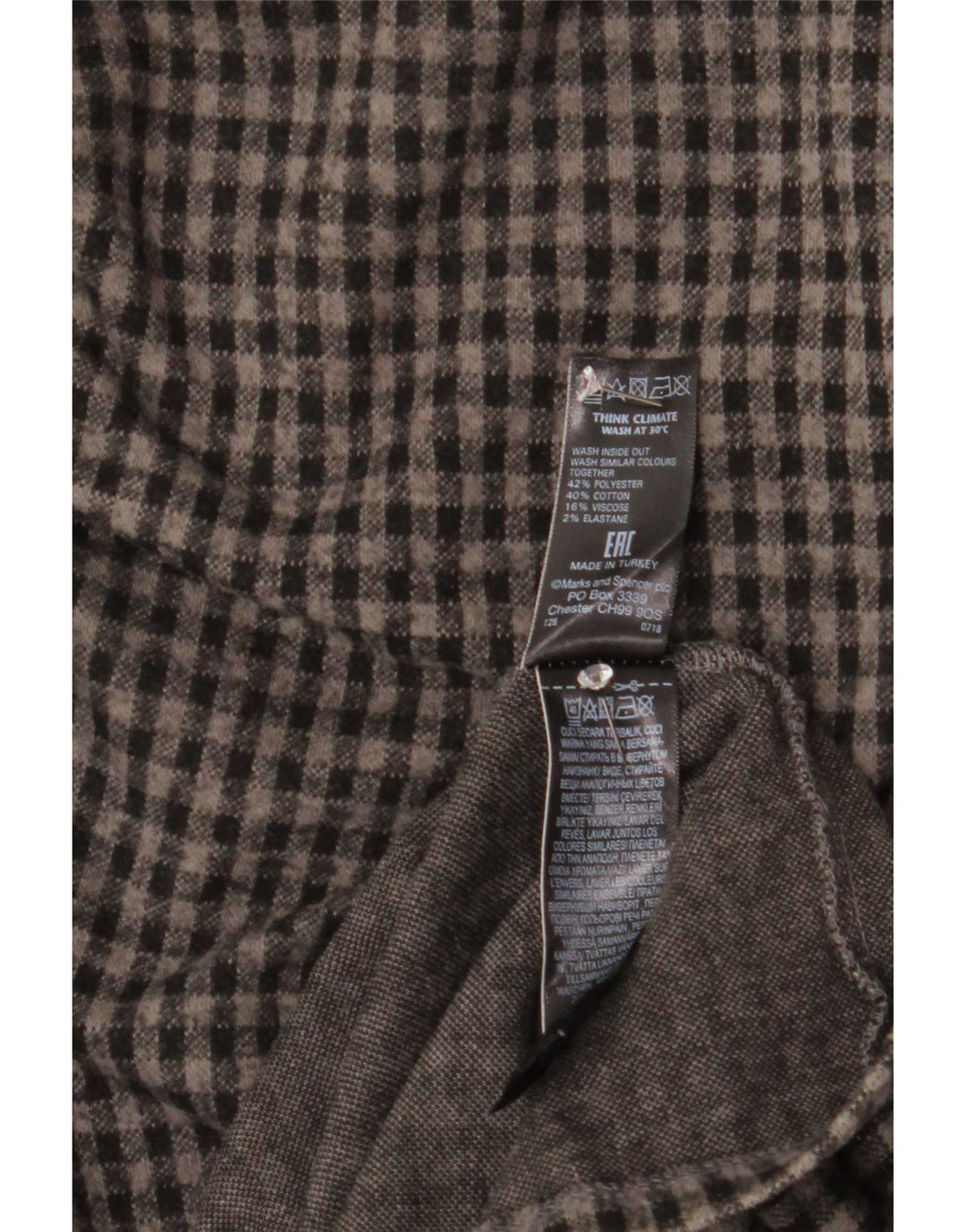 Marks & Spencer Womens 3/4 Sleeve Shift Dress UK 10 Small Grey Gingham