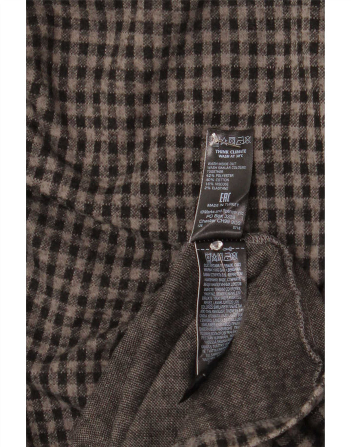 Marks & Spencer Womens 3/4 Sleeve Shift Dress UK 10 Small Grey Gingham