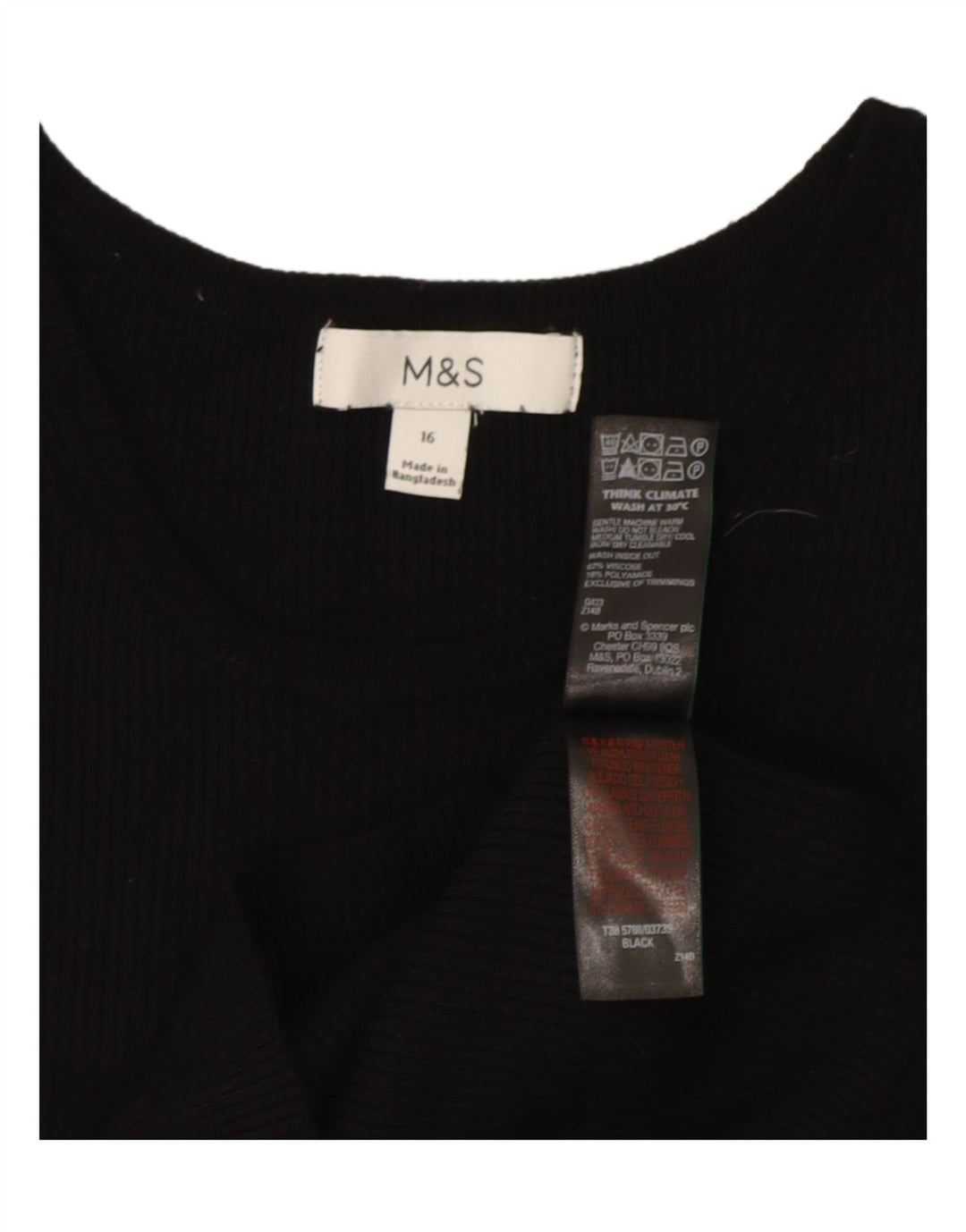 Marks & Spencer Damen Weste Top UK 16 Large Schwarz Viskose
