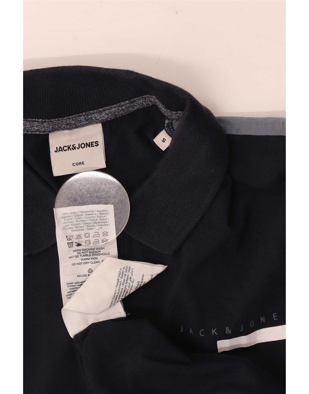 Jack & Jones Herren-Poloshirt, klein, marineblau, Colourblock-Baumwolle