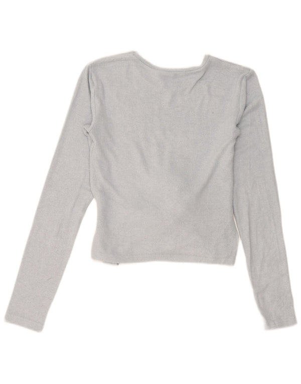 Zara Damen Crop Top Langarm UK 10 Small Blau