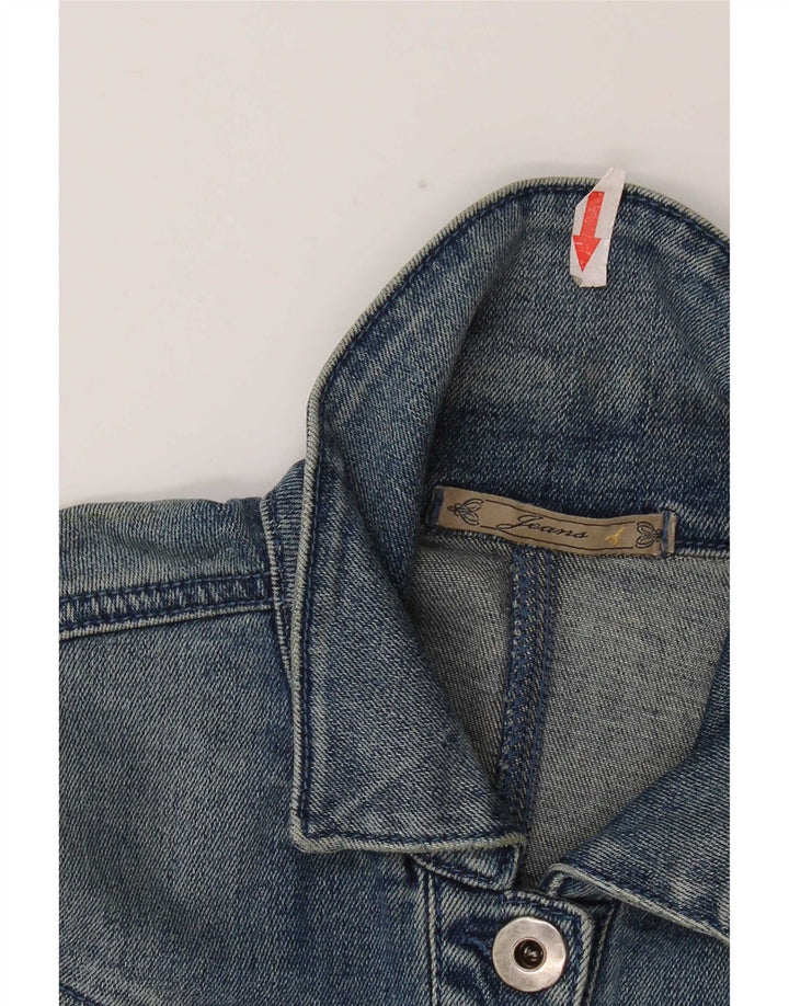Vintage Damen Crop Jeansjacke IT 40 Kleine blaue Baumwolle