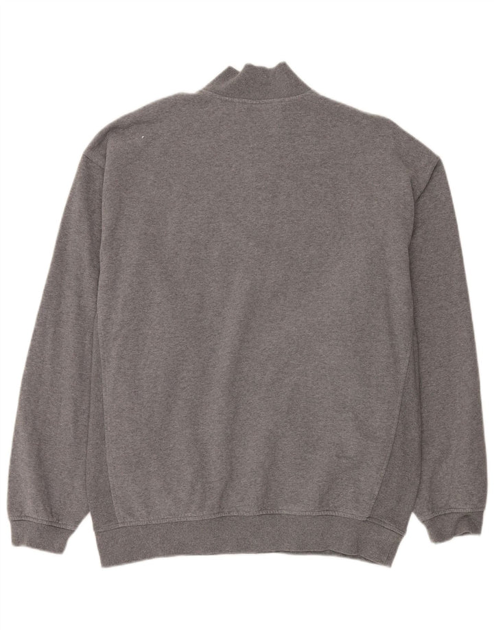 Nike Herren-Sweatshirt mit Reißverschluss am Hals, groß, grau gefleckte Baumwolle