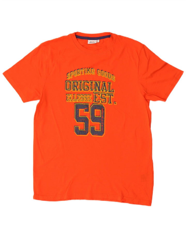 Ellesse Herren-T-Shirt mit Grafik, groß, orange, Baumwolle