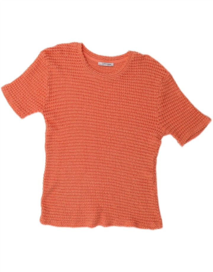 ZARA Damen Trafaluc Übergroßes Strickblusenoberteil UK 14 Mittelorange