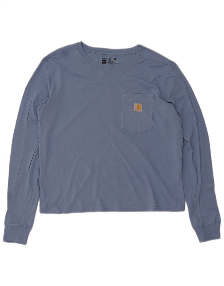 Carhartt Damen Übergroßes Top Langarm US 0/2 XS Blaue Baumwolle