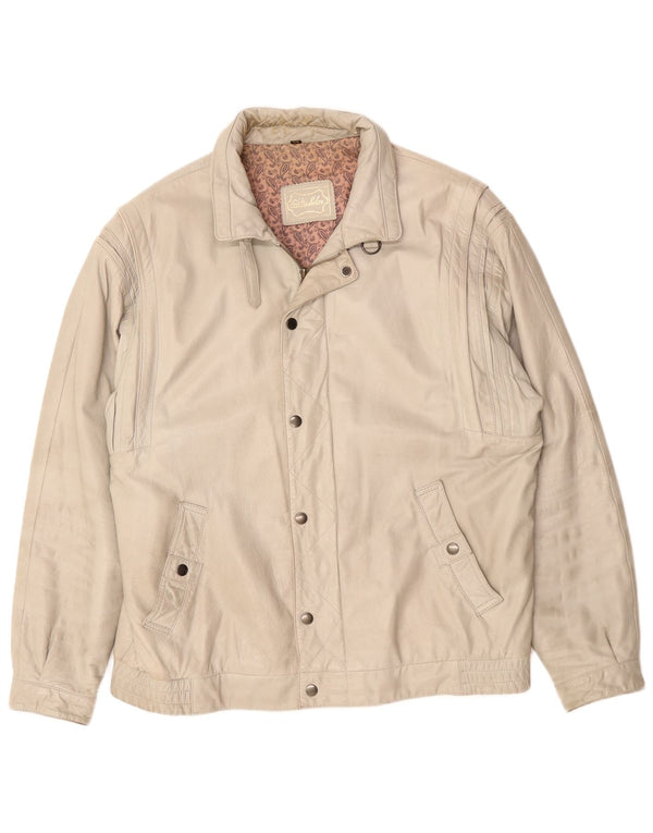 Vintage Herren Lederjacke EU 54 2XL Graues Leder