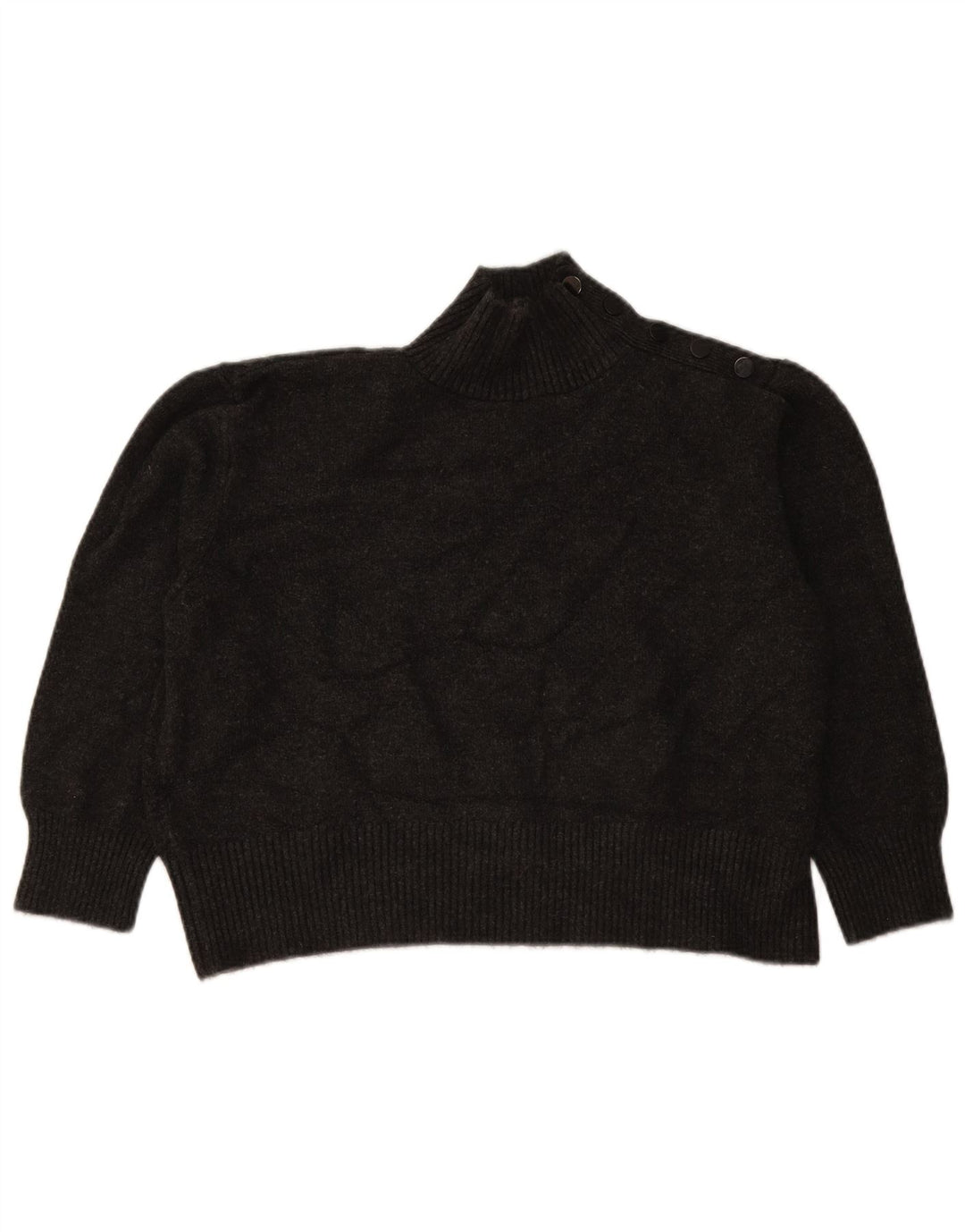 Zara Damen-Pullover, übergroß, bauchfrei, Knopfkragen, Gr. 10, Größe S, Grau