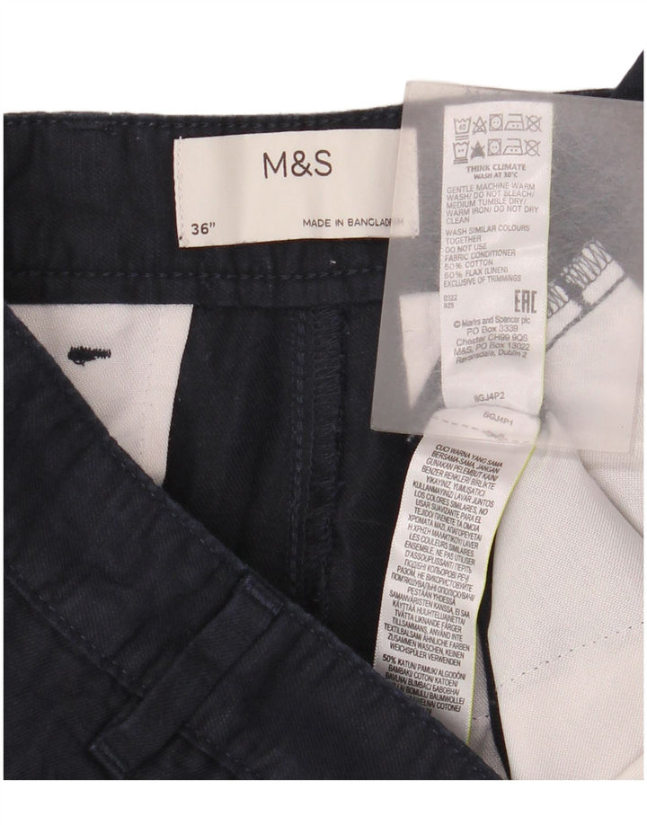 Marks & Spencer Herren-Chinoshorts, W36, groß, marineblau, Flachs
