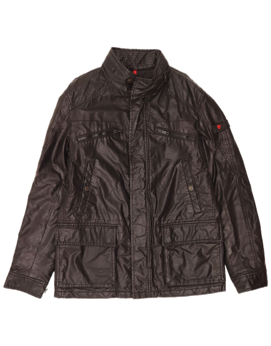 Strellson Herren-Utility-Jacke aus gewachster Baumwolle, IT 50, Größe L, schwarze Baumwolle