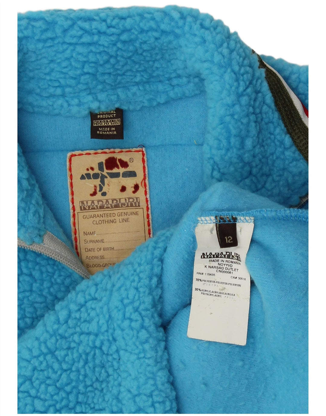 Napapijri Jungen-Fleecepullover mit grafischem Reißverschluss und Kragen, 11–12 Jahre, blaues Polyester