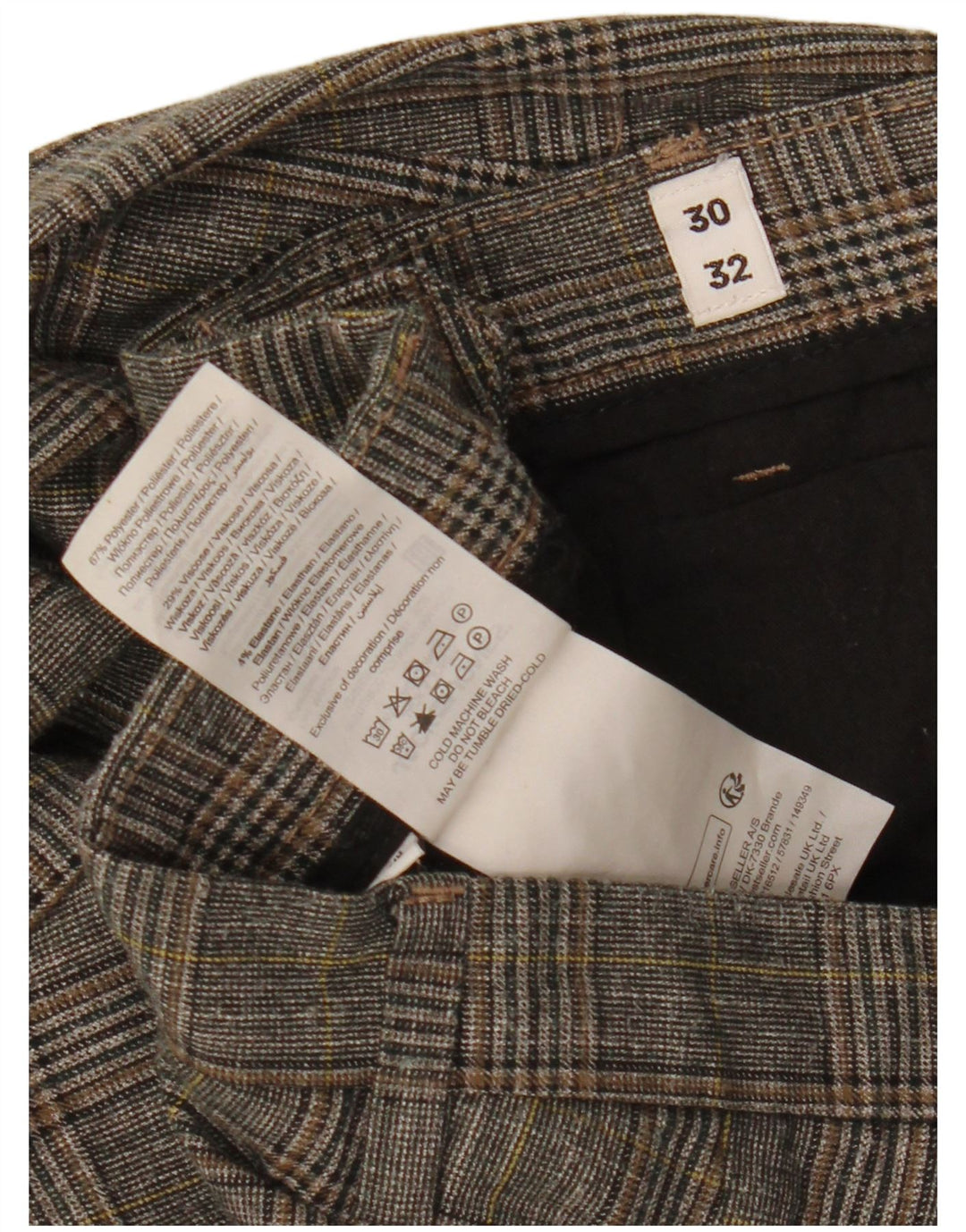 Jack & Jones Slim-Anzughose für Herren, W30, L32, grau kariertes Polyester
