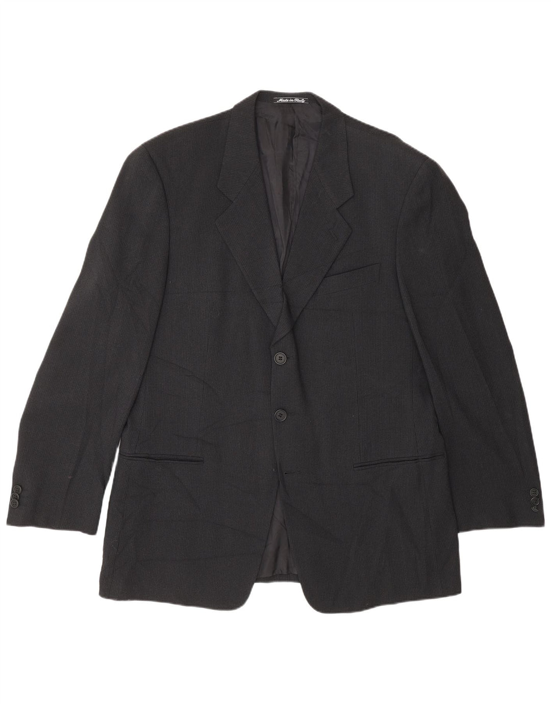Giorgio Armani Herren 2-Knopf-Blazerjacke IT 52 XL Schwarzer Nadelstreifen
