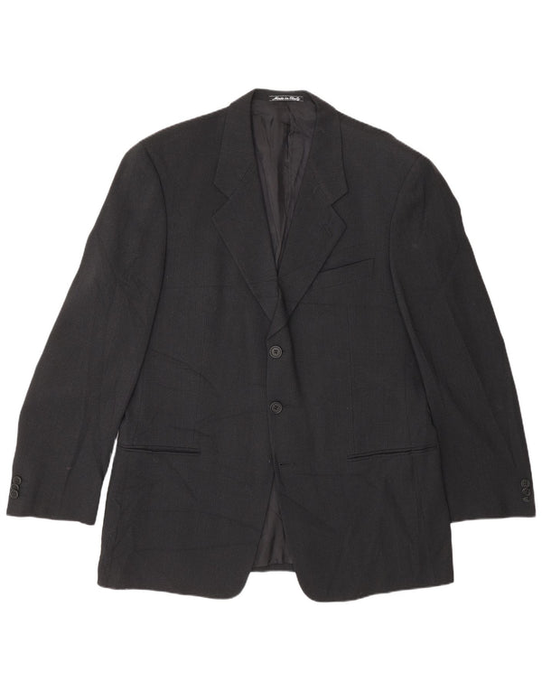 Giorgio Armani Herren 2-Knopf-Blazerjacke IT 52 XL Schwarzer Nadelstreifen
