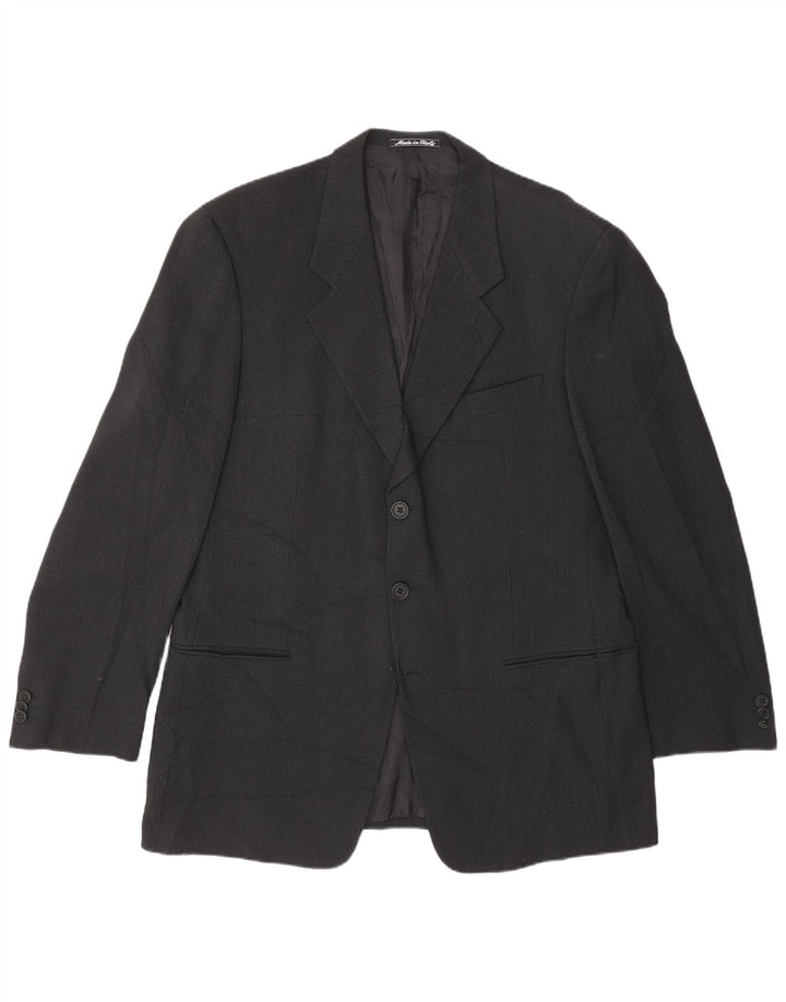 Giorgio Armani Herren 2-Knopf-Blazerjacke IT 52 XL Schwarzer Nadelstreifen