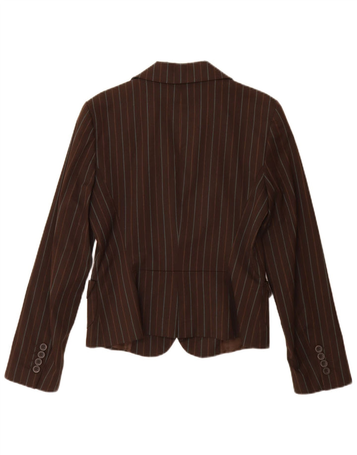 Zara Damen-Blazer mit 2 Knöpfen, UK 12, mittelbraun, gestreift, Polyester