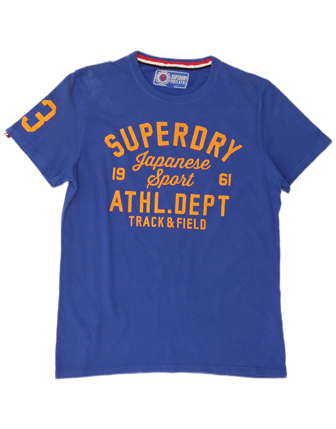 SUPERDRY Herren Grafik-T-Shirt-Oberteil 2XL aus blauer Baumwolle
