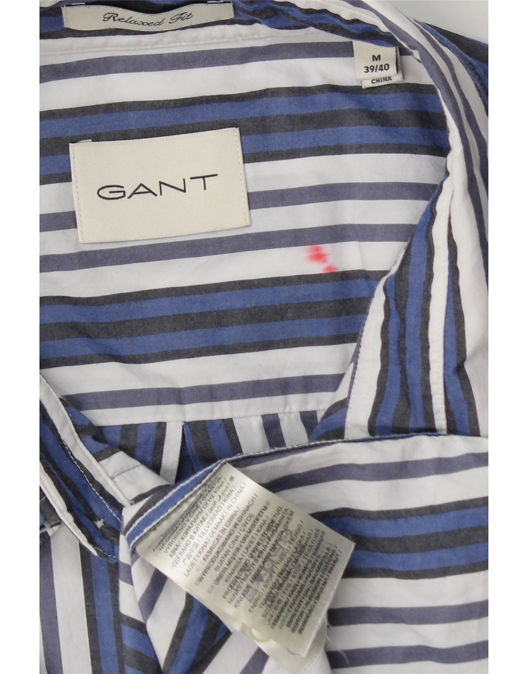 Gant Herren-Hemd mit entspannter Passform, Größe 39/40, mittelblau gestreift, Baumwolle