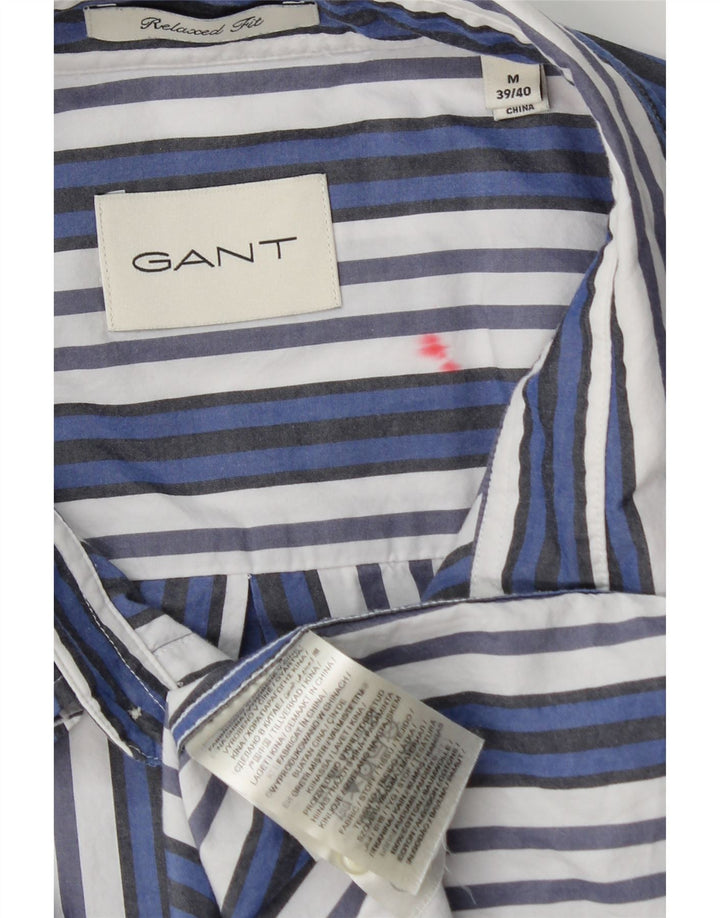 Gant Herren-Hemd mit entspannter Passform, Größe 39/40, mittelblau gestreift, Baumwolle