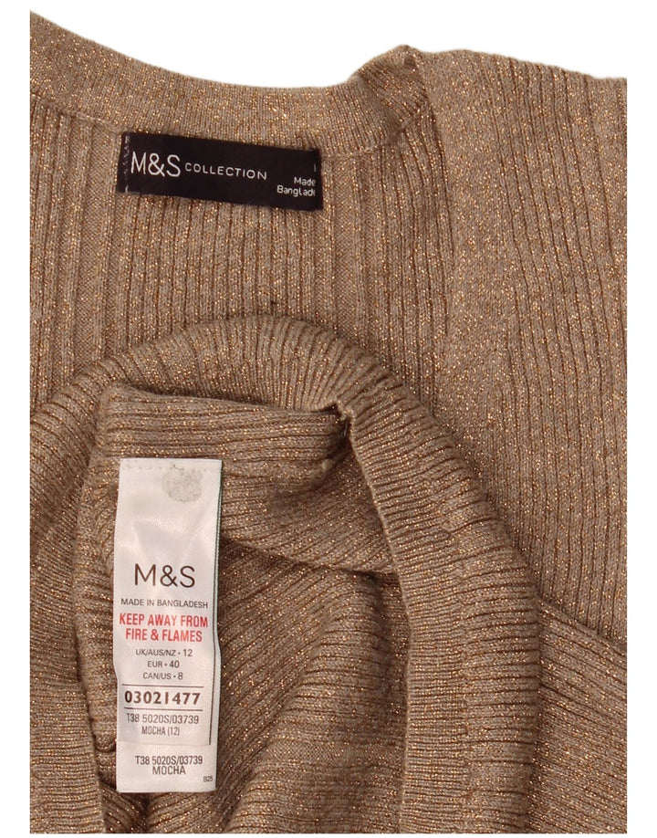 Marks & Spencer Damen-Pullover mit V-Ausschnitt, Gr. 12, Mittelbeige meliert