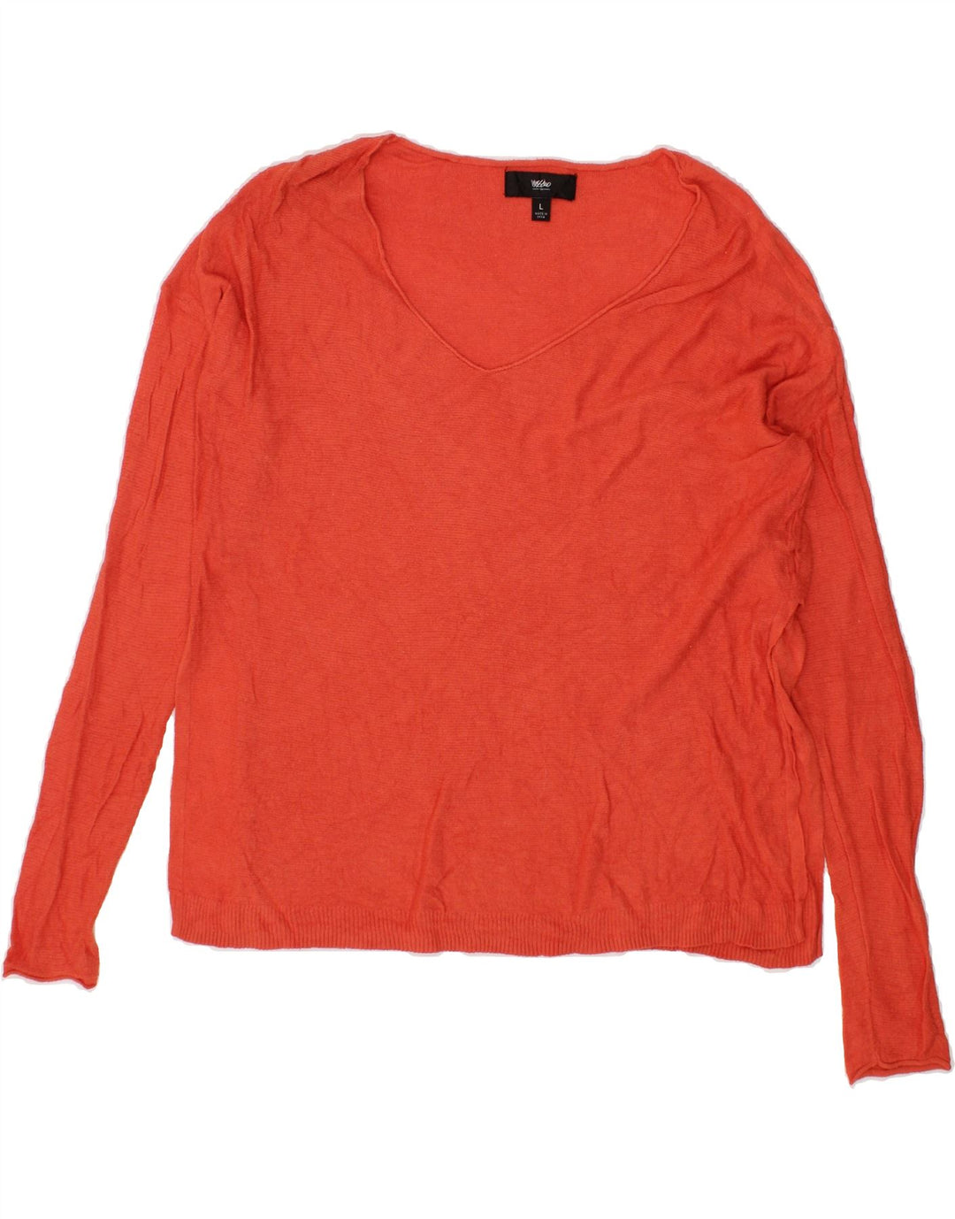 MOSSIMO Womens V-Neck Jumper Sweater UK 16 Large Orange Nylon Vintage Mossimo and Second-Hand Mossimo from Messina Hembry 