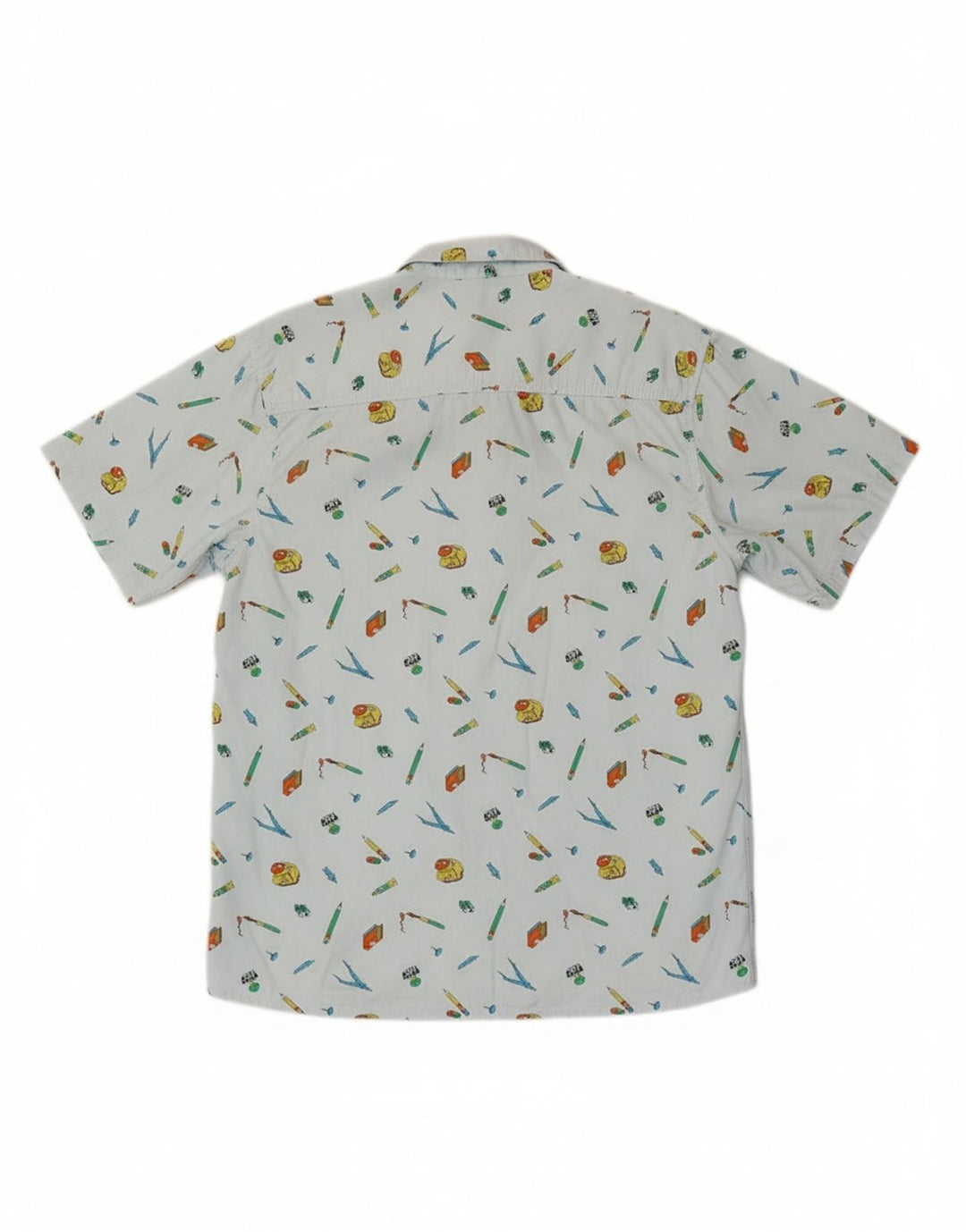 VINTAGE Mens Abstract Pattern Short Sleeve Shirt Medium Blue