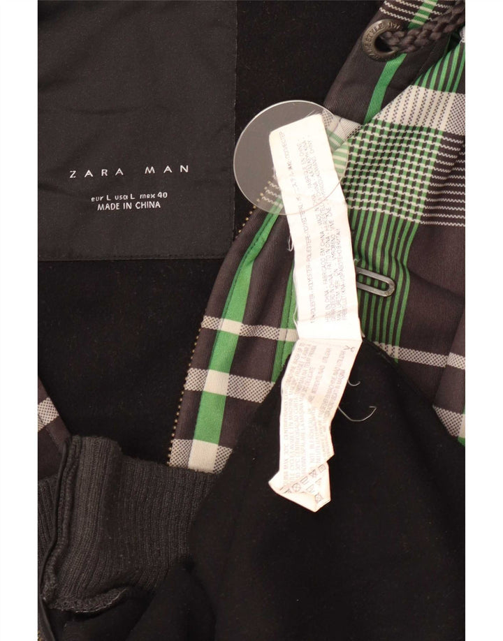 Zara Herren-Kapuzenpullover mit Reißverschluss, groß, mehrfarbig, kariert, Polyester