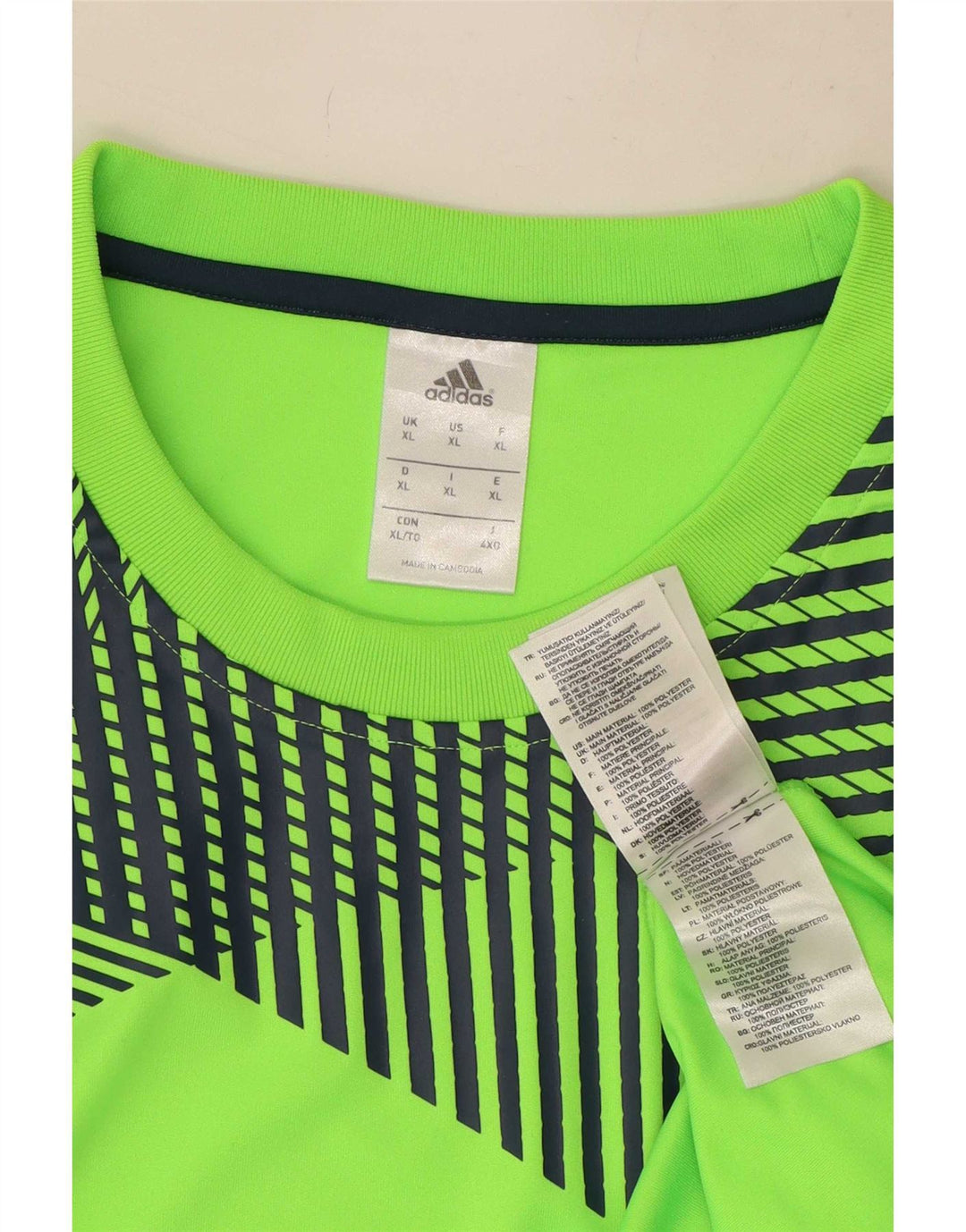 Adidas Herren T-Shirt Top XL Grün Geometrisch Polyester