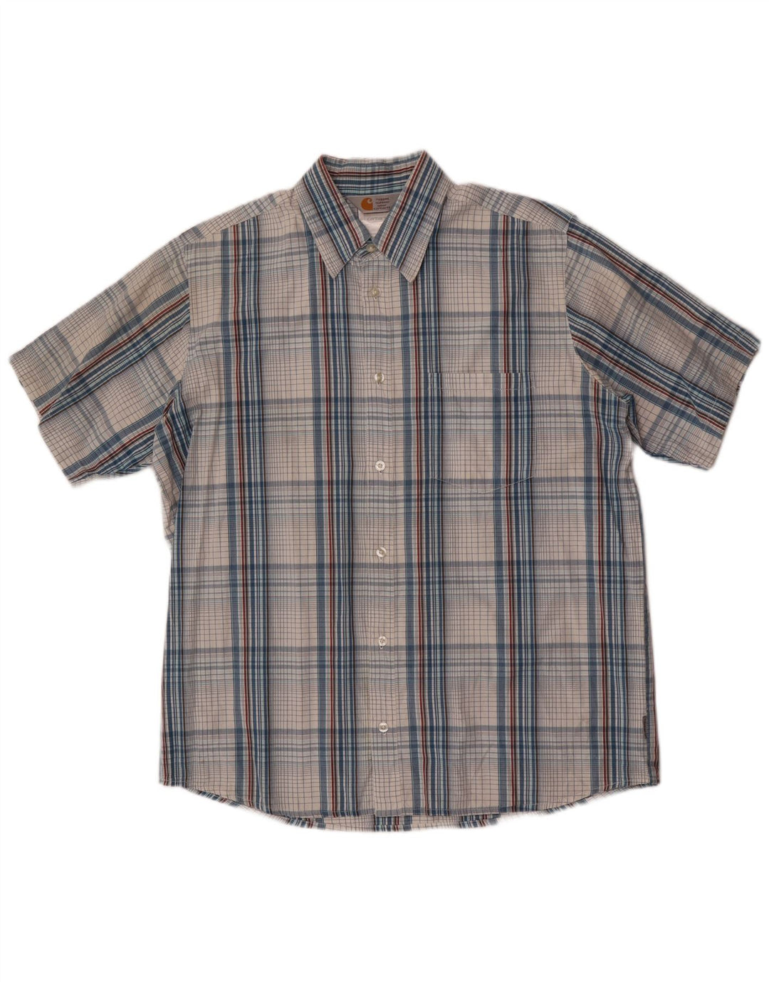Carhartt Herren-Kurzarmhemd, groß, blau kariert, Baumwolle