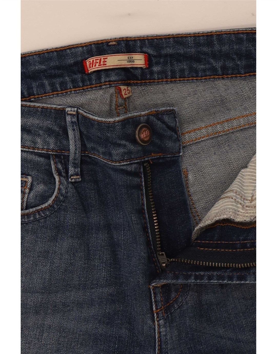 Rifle Damen Skinny Jeans W25 L29 Blaue Baumwolle