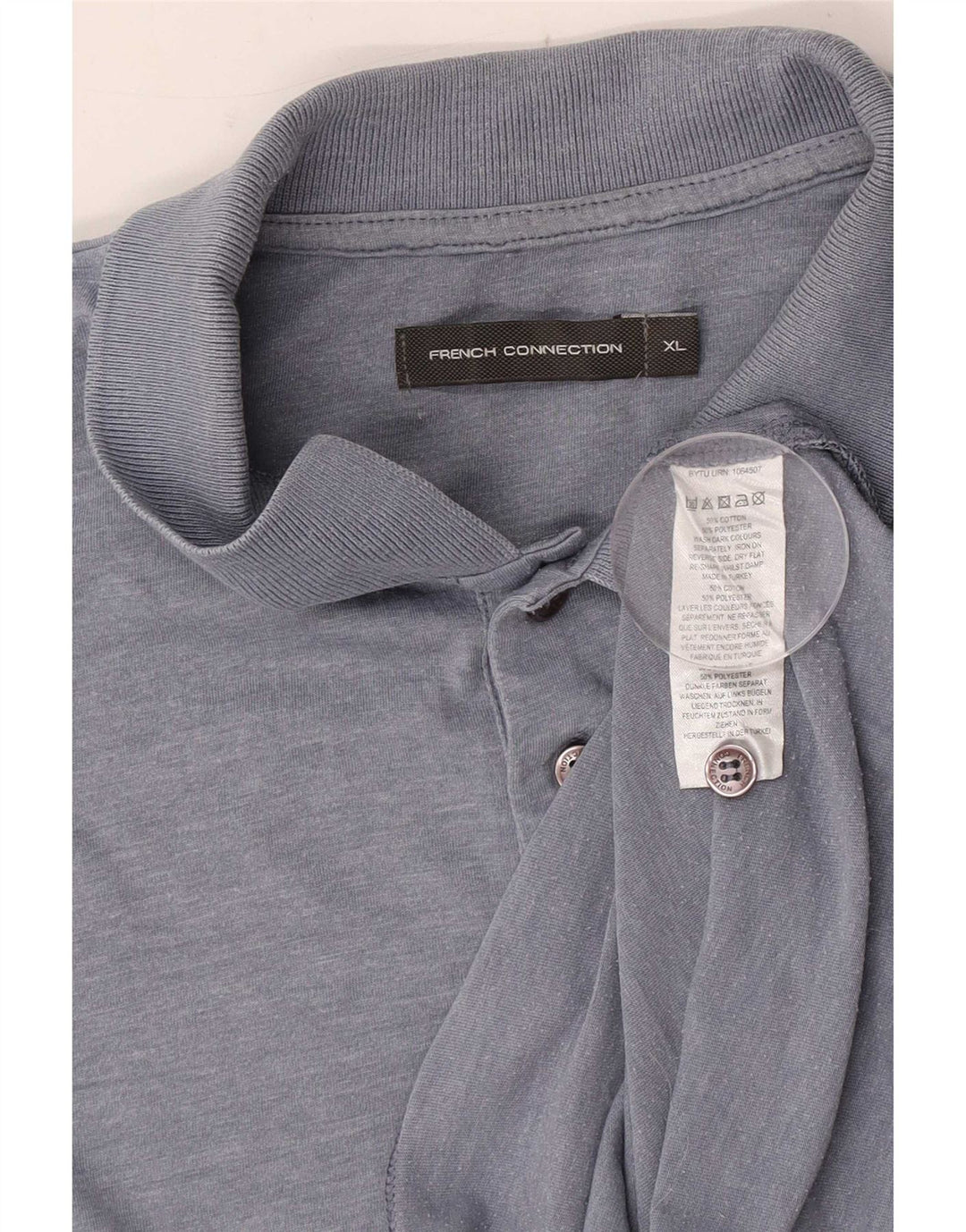 French Connection Herren-Poloshirt XL, blaue Baumwolle
