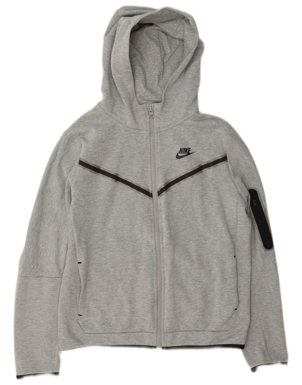 Nike Jungen-Kapuzenpullover mit Reißverschluss, 13–14 Jahre, XL, grau gefleckte Baumwolle