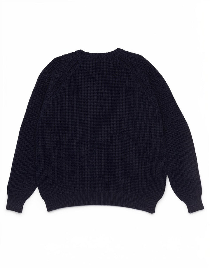 Aran Crafts Herren-Pullover mit Rundhalsausschnitt, mittlere marineblaue Wolle