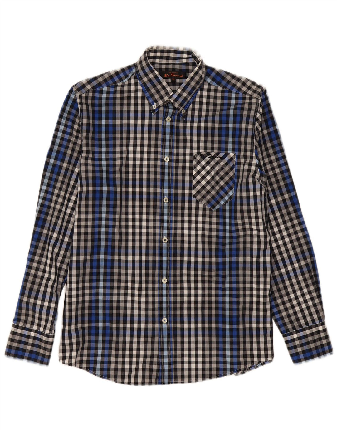 BEN SHERMAN Herrenhemd, mittelgroß, marineblau, Gingham-Baumwolle