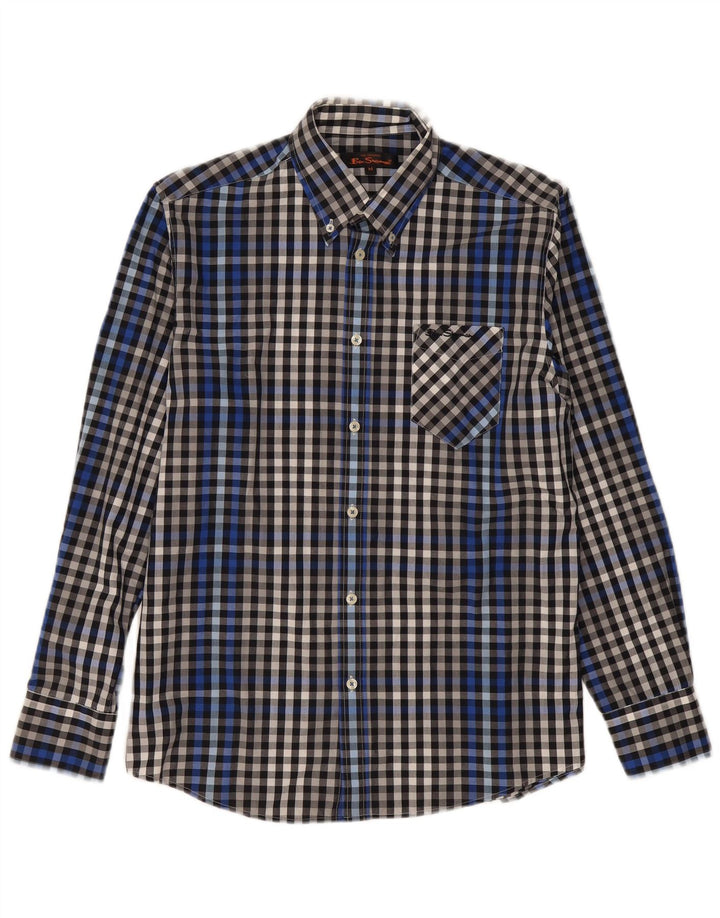 BEN SHERMAN Herrenhemd, mittelgroß, marineblau, Gingham-Baumwolle