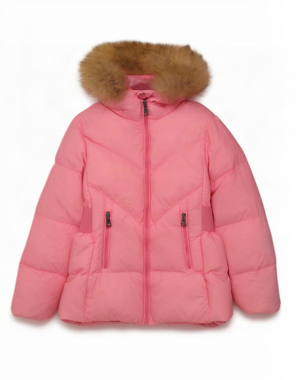 Moncler Wattierte Jacke mit grafischer Kapuze für Mädchen, 7–8 Jahre, Rosa
