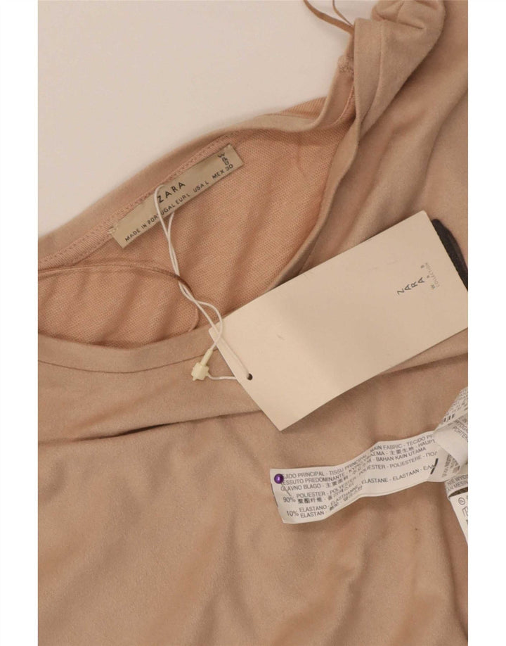 Zara Damen Weste Top UK 16 Large Beige Polyester