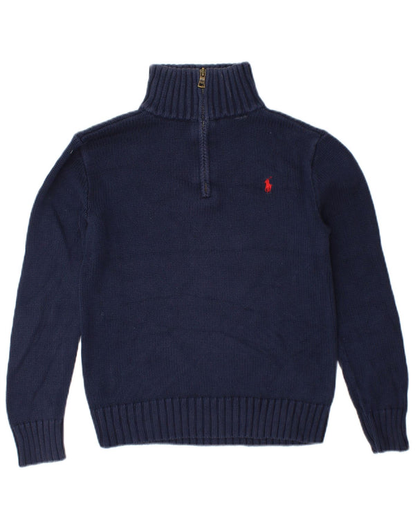 Polo Ralph Lauren Jungen-Pullover mit Reißverschluss am Hals, 10–11 Jahre, mittleres Marineblau