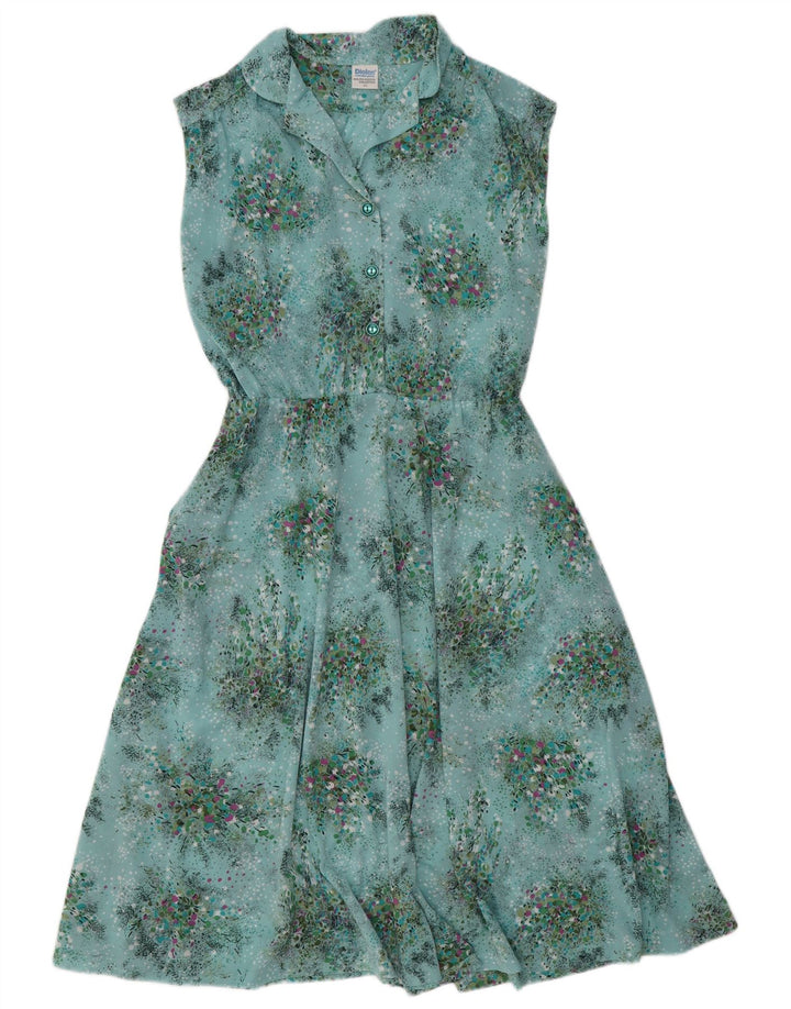 DIOLEN Damen Ärmelloses A-Linien-Kleid IT 44 Mittelblaues Blumenmuster aus Polyester