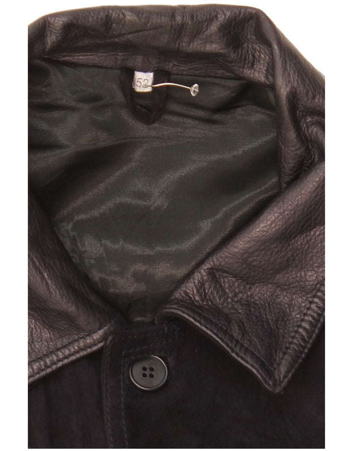 Vintage Herren Wildleder Bomberjacke IT 52 XL Schwarzes Leder