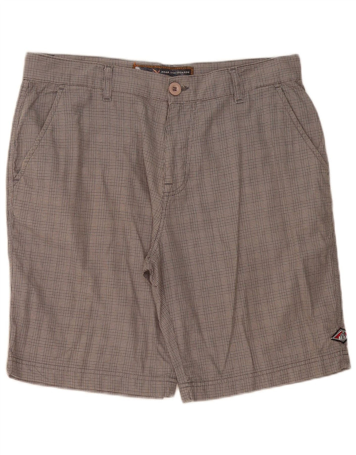 Bear Herren-Chino-Shorts, W34, groß, graue Hahnentritt-Baumwolle